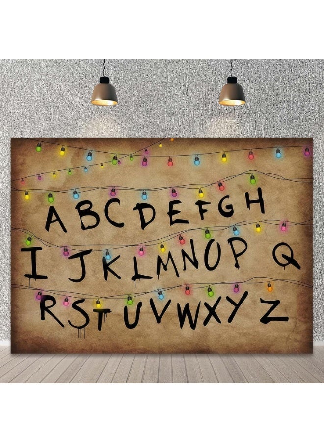 دي أم آي خلفية ملونة بأحرف أبجدية ريفية من سلسلة أضواء ملونة لحفلات عيد الميلاد في عيد الهالوين وديكورات طاولات الكعك ولافتات أكشاك التصوير الفوتوغرافي ومستلزمات التصوير 7x5FT - Image 2